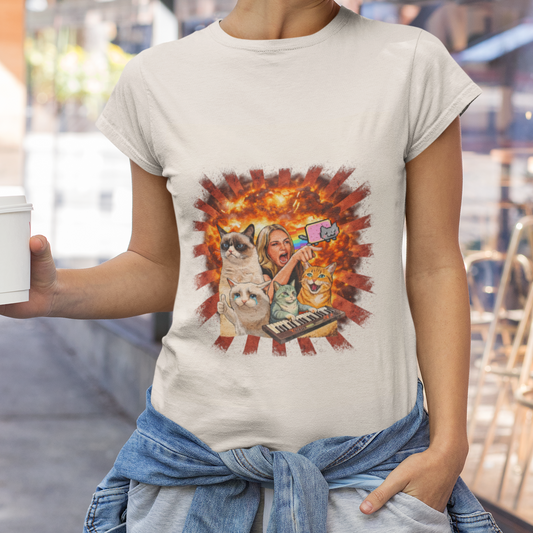 Meme Legends: Vintage 90s Rap Tee Style T-Shirt - Funny Cat Collage Graphic Tee - Unisex